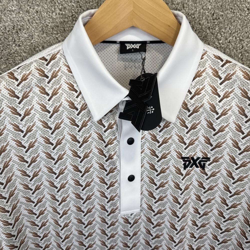 PXG Performance Polo Shirt Mens Small Brown Nature Parsons Xtreme Golf‎ Mesh NEW
